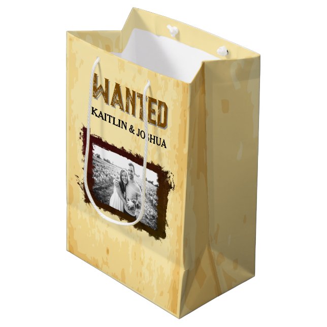 Sac Cadeau Moyen Poster Recherché Mariage 🤠 Photo personnalisée (Devant Angle)