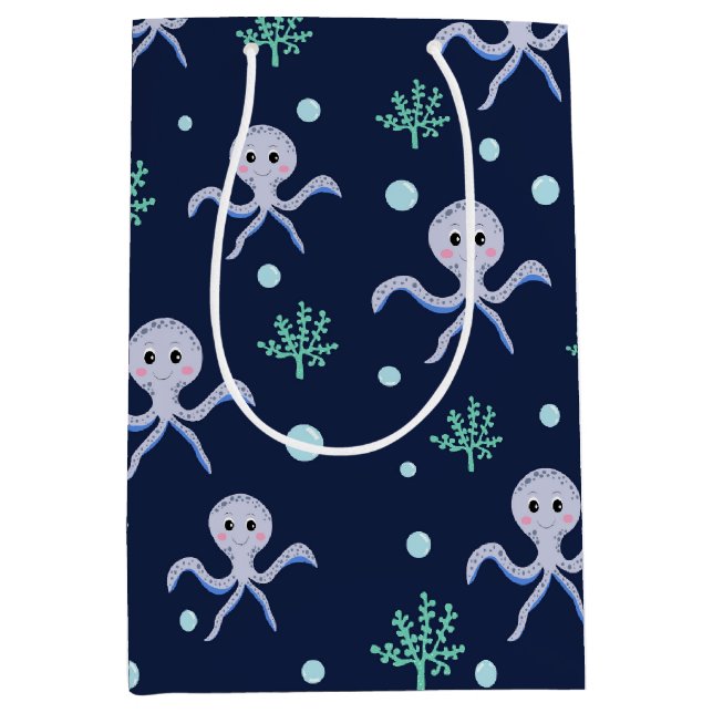 Sac Cadeau Moyen Poulpe sous la mer motif pour enfants (Devant)