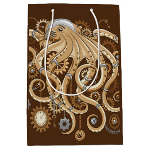 Sac Cadeau Moyen Poulpe Steampunk Rétro Fantastique Mécanique