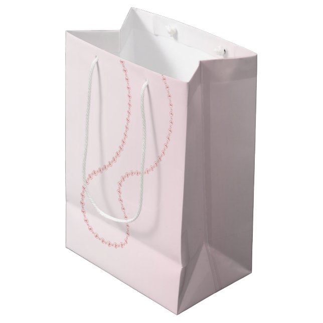 Sac Cadeau Moyen Pretty Chic Perles Roses Mariage (Devant Angle)
