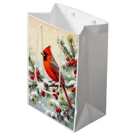 Sac Cadeau Moyen Pretty Christmas Cardinal and Snowflakes Christmas