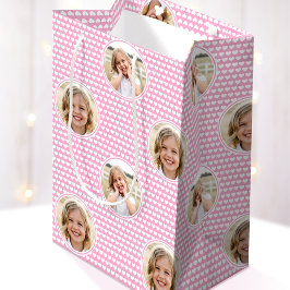 Sac Cadeau Moyen Pretty Love Heart 2 Photo Cute Pink White Pattern