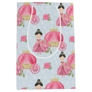 Sac Cadeau Moyen Princesse rose et Chariot