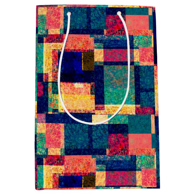 Sac Cadeau Moyen Prismatic Blocks – Modern Abstract Geometric (Devant)