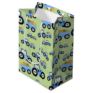 Sac Cadeau Moyen Production de Camion Blue Tracteur