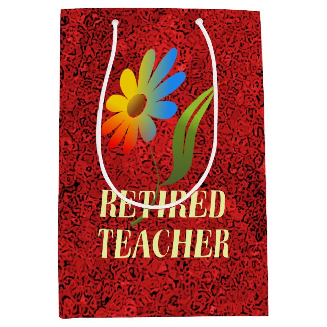 Sac Cadeau Moyen Professeur retraité, Conception de la marguerite a (Devant)