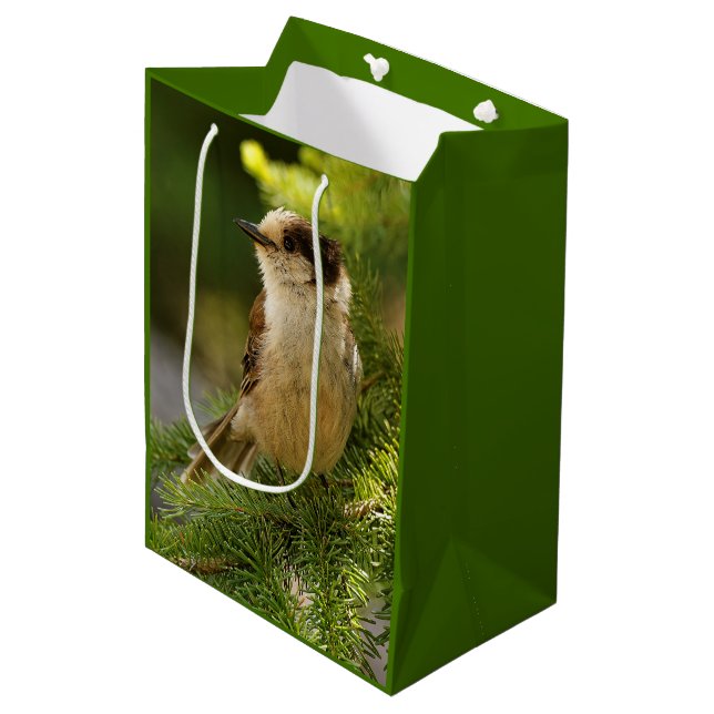 Sac Cadeau Moyen Profil d'une Jay gris mou / Whiskeyjack (Devant Angle)