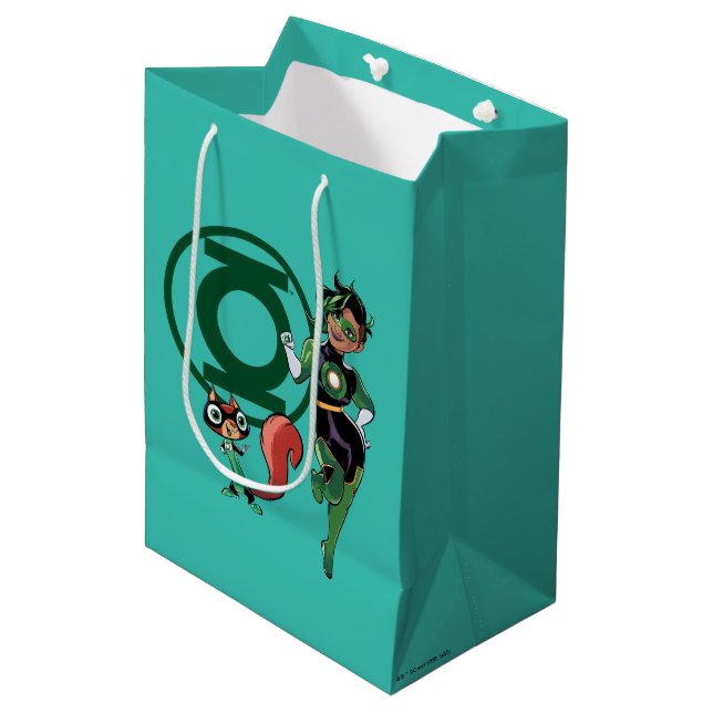Sac Cadeau Moyen Puce et Lanterne verte (Devant Angle)