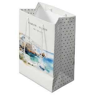 Sac Cadeau Moyen Puglie, Italie Paysage aquarelle Mariage