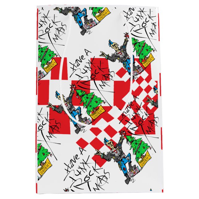 Sac Cadeau Moyen PUNK ROCK XMAS w/ CHECKERED (Devant)
