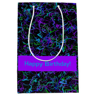 Sac Cadeau Moyen Purple, Black and Blue Abstract