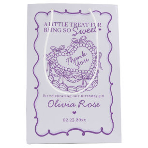 Sac Cadeau Moyen Purple Bow Retro Coquette gâteau Coquette Annivers