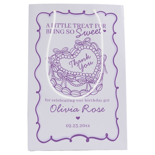 Sac Cadeau Moyen Purple Bow Retro Coquette gâteau Coquette Annivers (Devant)