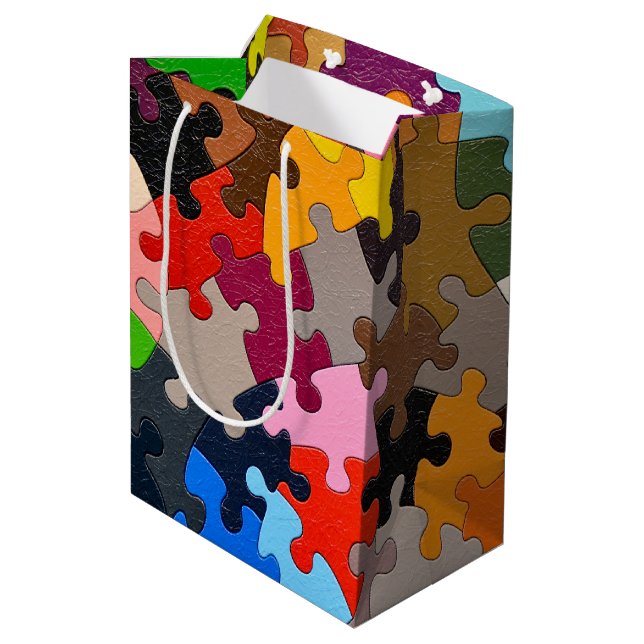 Sac Cadeau Moyen puzzle coloré (Dos Angle)