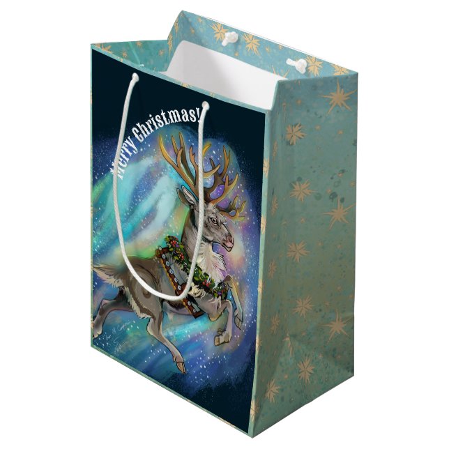 Sac Cadeau Moyen Quand Reindeer vole (Devant Angle)