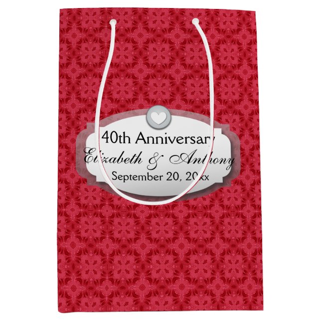 Sac Cadeau Moyen quarantième Rouge rouge Z06 d'anniversaire de (Devant)