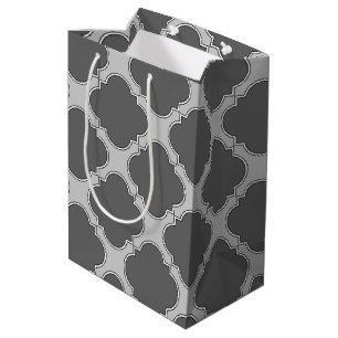 Sac Cadeau Moyen Quatrefoil dans les tons gris