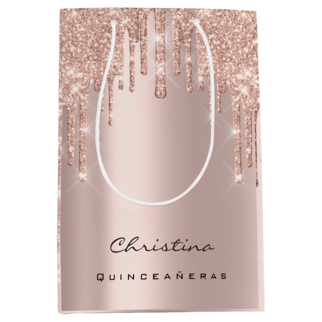 Sac Cadeau Moyen Quinceañeras Sweet 16ème 15ème nuptiale Sparkly Fa (Devant)