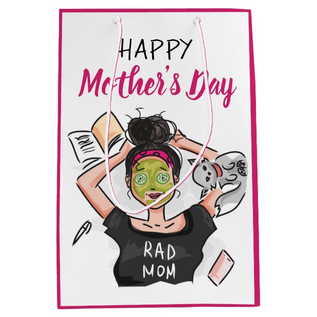 Sac Cadeau Moyen Rad Maman's Relaxing Mother's Day Off (Devant)