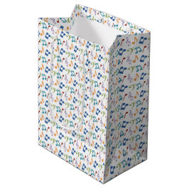 Sac Cadeau Moyen Rainbow Music Notes (en blanc)