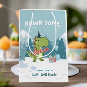 Sac Cadeau Moyen RAWR-Certains Dinosaures Anniversaire hivernal