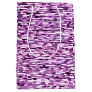 Sac Cadeau Moyen Rayures Abstraites d'aquarelle violet