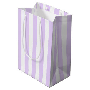 Sac Cadeau Moyen Rayures de bonbon lilas violet et blanc
