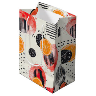 Sac Cadeau Moyen Rayures de tranches de citrus gras (3)