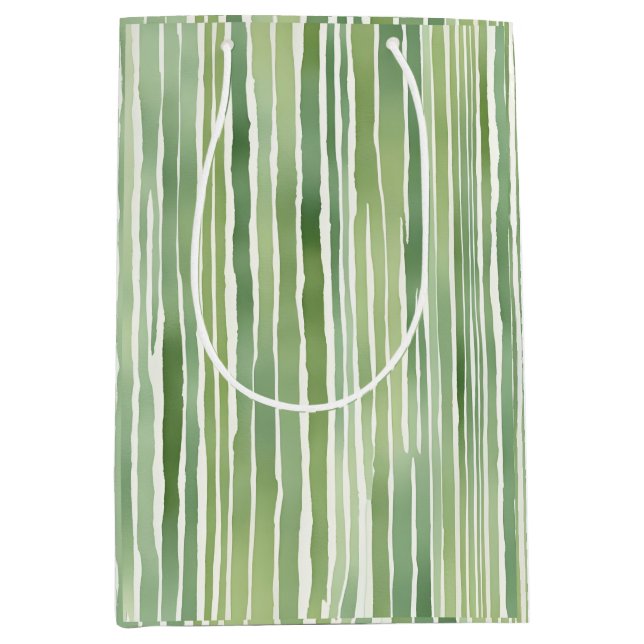 Sac Cadeau Moyen Rayures Vertes  (Devant)