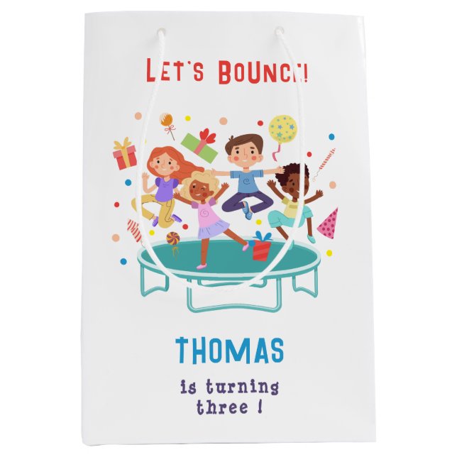 Sac Cadeau Moyen Rebondissons sauter trampoline anniversaire de enf (Devant)