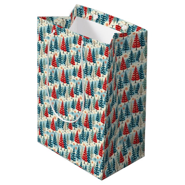 Sac Cadeau Moyen Red and Green Christmas Trees (Dos Angle)