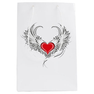 Sac Cadeau Moyen Red Angel Coeur avec ailes