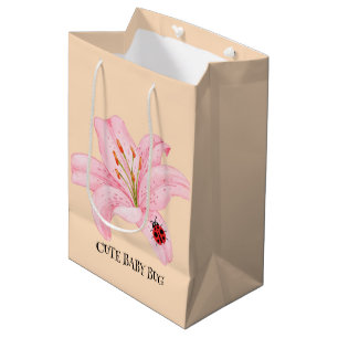 Sac Cadeau Moyen Red Ladybug rose Lily Flower nom personnalisé fill
