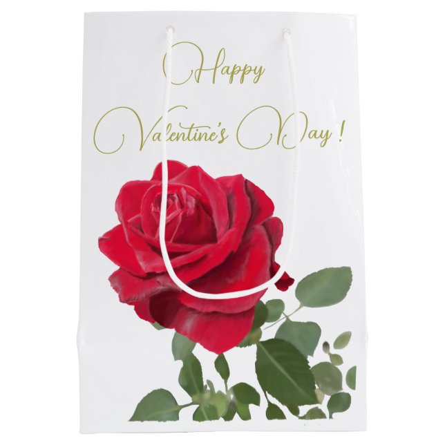Sac Cadeau Moyen Red rose - Rose Rouge - Valentine’s day (Dos)