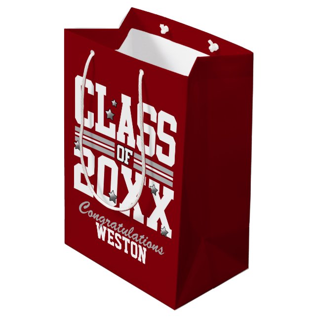Sac Cadeau Moyen Red|Silver Graduation Class Year (Dos Angle)