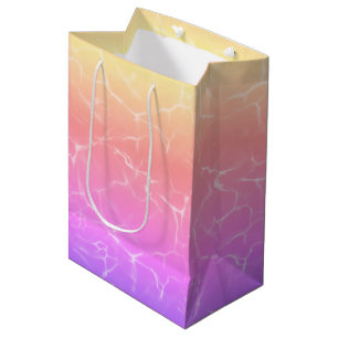 Sac Cadeau Moyen Réflexion d'eau rose et jaune