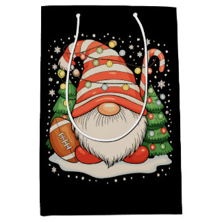 Sac Cadeau Moyen Reindeer Gnome Football Ball Christmas Lights Xmas