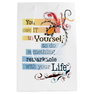 Sac Cadeau Moyen Remarquable LIFE Inspirational Citation illustrée