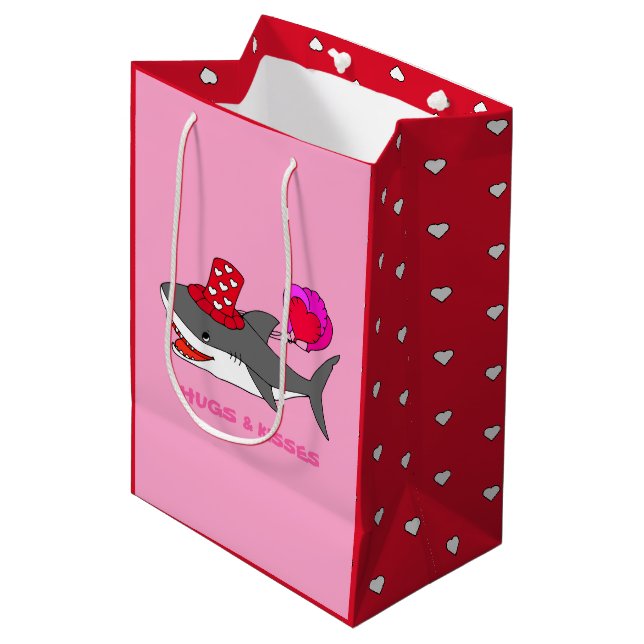 Sac Cadeau Moyen Requin de la Saint Valentin (Devant Angle)
