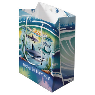 Sac Cadeau Moyen Requin sous la mer Garçon Anniversaire
