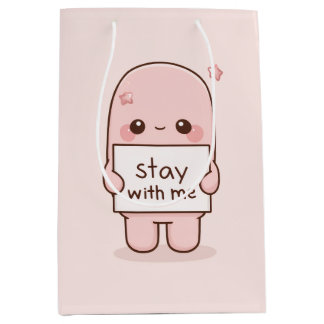 Sac Cadeau Moyen Reste Avec Moi Citation Design Esthétique Romantiq