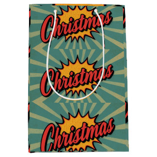 Sac Cadeau Moyen Retro Christmas