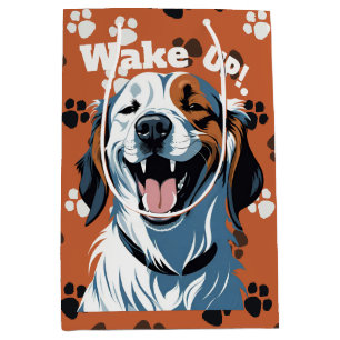 Sac Cadeau Moyen Réveillez-vous ! ! ! Golden retriever Pop Art par