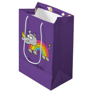 Sac Cadeau Moyen Rhinocéros arc-en-ciel Enfants Mignons Rhinocéros