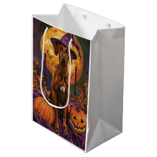 Sac Cadeau Moyen Rhodesian Ridgeback Chien Halloween sorcier Citrou