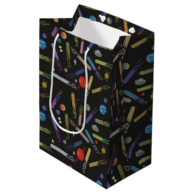 Sac Cadeau Moyen RICK ET MORTY™ | Motif de la comète spatiale (Devant Angle)