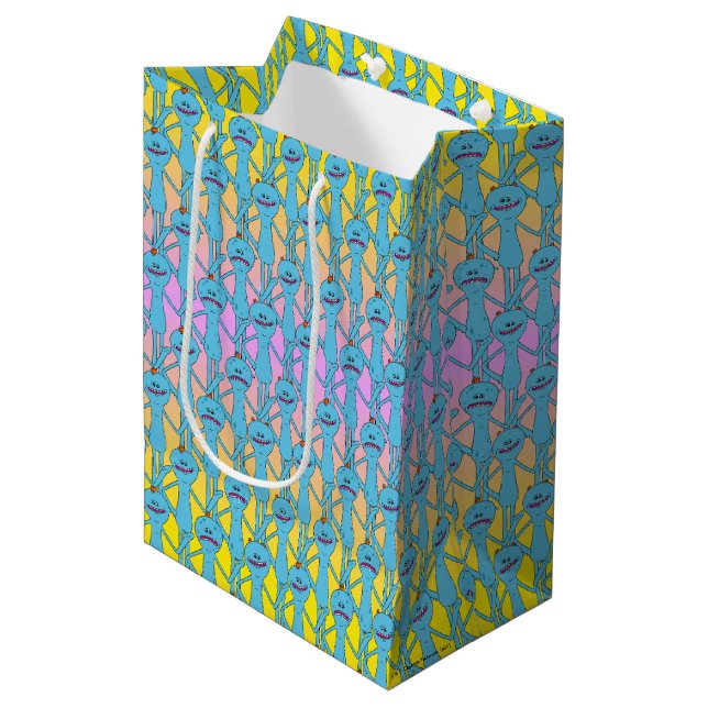 Sac Cadeau Moyen RICK ET MORTY™ | Rainbow M. Meeseeks Motif (Devant Angle)