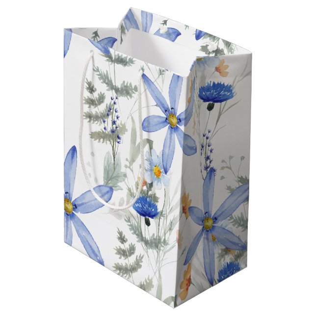 Sac Cadeau Moyen Romantic purple botanical wallpaper (Dos Angle)
