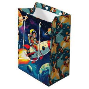Sac Cadeau Moyen Roquettes mignonnes en astronaute spatiale Anniver