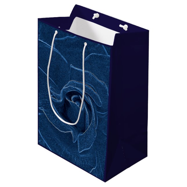 Sac Cadeau Moyen rose bleu velouté (Devant Angle)